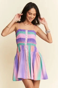 Davi & Dani Multi Color Ombre Printed Bodice Button Up Dress -Sydney So Sweet 946a4922d4024a05924fd3d44a8fc666 Max Origin