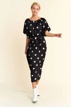 Davi & Dani Polka Dot Puff Sleeves Waist Tie Midi Dress -Sydney So Sweet 96ac96e66cad4815a6a1b70990e2c583 Max Origin