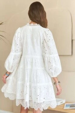 ADORA Lace Detail Tiered Eyelet V-Neck Babydoll Dress -Sydney So Sweet 96e880be 9810 4a75 8d8b d964bcad722d Min