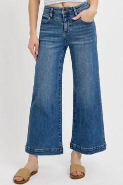 RISEN Full Size High Rise Crop Wide Leg Front Yoke Detail Jeans Plus Size -Sydney So Sweet 985cd243 8017 4d95 b04e ea95b3da905e Min