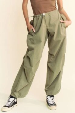 Davi & Dani Drawstring Baggy Pants With Pockets