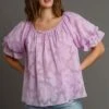 Umgee Full Size Jacquard Round Neck Ruffled Puff Sleeve Blouse Plus Size -Sydney So Sweet 99cd183b 52c9 40e6 adb7 3a3e0dd34b3a Min