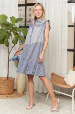 ADORA Button Down Textured Babydoll Dress -Sydney So Sweet 99f82f24f547425b8f7b5598d04a02ff Max Origin