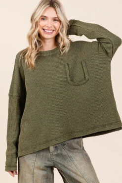 Mittoshop Mineral Wash Cutout Pocket Long Sleeve Waffle Top -Sydney So Sweet 9c30915045f14e90b63b078bfe12cf2d Max Origin