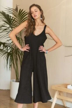 ADORA Black Textured Wide-Leg Jumpsuit -Sydney So Sweet 9c473dc2 9a5d 4a95 ac99 5014b3e347ec Min