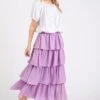 Mittoshop Chiffon Ruffle Layer Elastic Waist Midi Skirt