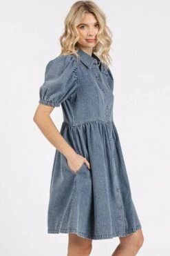 Mittoshop Button Down Puff Sleeve Denim Dress -Sydney So Sweet 9ee01610 b291 44cc ba92 d7d86c8f6ad1 Min