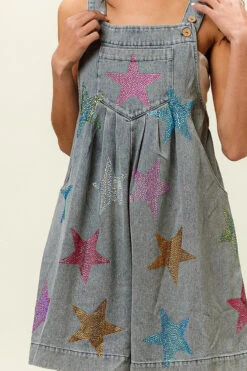 BiBi Star Rhinestone Washed Wide Leg Shortalls -Sydney So Sweet 9f765944e25642ca871fdfbbf6bada39 Max Origin