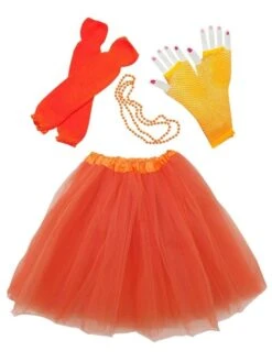 80s Tutu Costume Outfit For Toddlers & Little Girls - 4 Piece Dress Up Set -Sydney So Sweet Adult 80 s Orange
