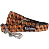 Orange Fall Plaid Argyle Cute & Trendy 5' Nylon Dog Leash -Sydney So Sweet ArgyleOrangeBlackLeashc 1