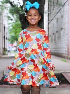 5 Pack Of 6" Grosgrain Summer Brights Seasonal Colors Girls Hair Bows -Sydney So Sweet AutumnLeavesSkater3s