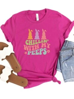 Chillin' With My Peeps Adult Short Sleeve T-Shirt For Spring & Easter