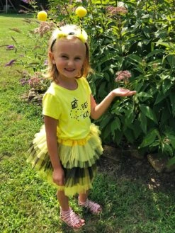 Girls Bee Costume - Complete Bumblebee Kids Costume Set With Tutu & Antenna Headband