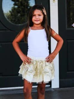 Gold Yellow Princess Costume Sequin Tutu Skirt In Kid, Adult, Or Plus Size