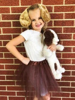 Girls Brown Puppy Costume - Complete Kids Costume Set With Tutu, Tail, & Ears