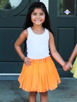 Solid Color Costume Tutu Skirt - Toddler, Little Girl, Kid Size For Dress Up -Sydney So Sweet BR Orange Tutu s 1
