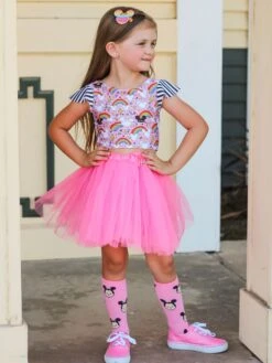 Pink Tutu Skirt For Girls – 3-Layer Tulle Ballet, Dance, And Dress-Up Costume Skirt