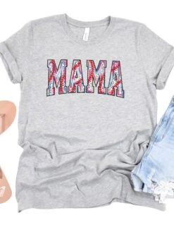 Baseball Mama Stitch Design Mom Graphic T-Shirt -Sydney So Sweet BaseballMamaAthleticHeather