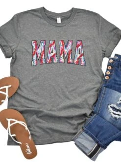 Baseball Mama Stitch Design Mom Graphic T-Shirt -Sydney So Sweet BaseballMamaDeepHeather