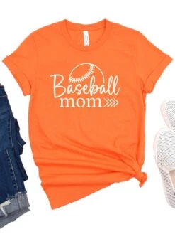 Baseball Mom T-Shirt In 12 Team Colors 16 Baseball Mom T-Shirt In 12 Team Colors -Sydney So Sweet BaseballMom1Orange