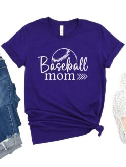 Baseball Mom T-Shirt In 12 Team Colors 22 Baseball Mom T-Shirt In 12 Team Colors -Sydney So Sweet BaseballMom1TeamPurple