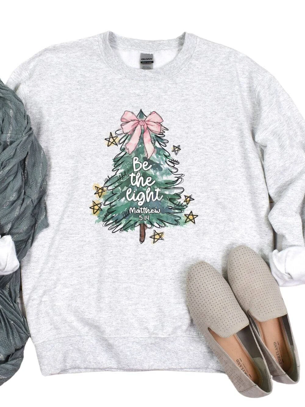 Be The LightChristmas Tree Heavy Blend Unisex Crewneck Graphic Sweatshirt 3 Be The LightChristmas Tree Heavy Blend Unisex Crewneck Graphic Sweatshirt