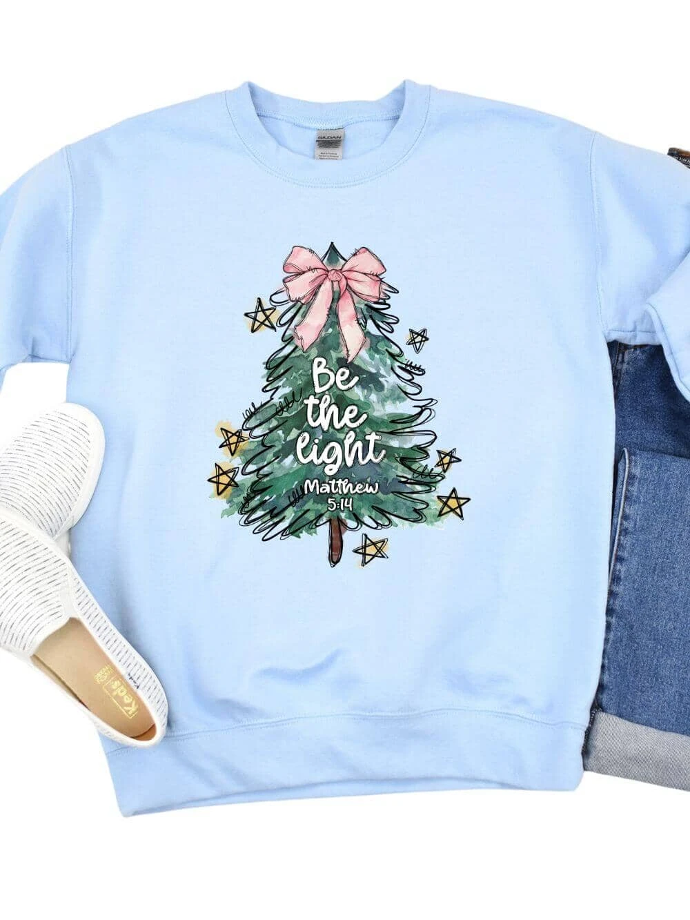 Be The LightChristmas Tree Heavy Blend Unisex Crewneck Graphic Sweatshirt 5 Be The LightChristmas Tree Heavy Blend Unisex Crewneck Graphic Sweatshirt - Image 3