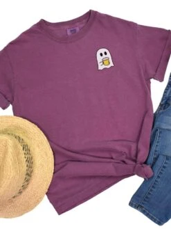 Beer Ghost Comfort Colors Embroidered Unisex T-Shirt -Sydney So Sweet Beer Ghost Berry