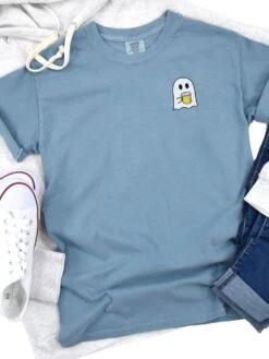 Beer Ghost Comfort Colors Embroidered Unisex T-Shirt -Sydney So Sweet Beer Ghost Ice Blue