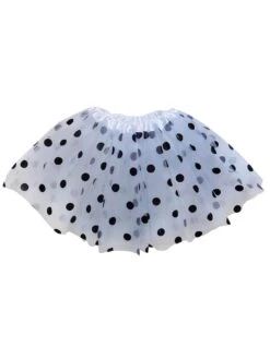 Black & White Polka Dot Tutu Skirt – 3 Layer Tulle Skirt For Kids & Adults – Costume, Dance, Dress-Up