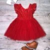 Bright Red Sequin Short Sleeve Chiffon Girls Special Occasion Tutu Dress -Sydney So Sweet BrightRedSequinSSTutuDresss