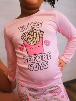 Fries Before Guys Pink Hearts Girls Bell Bottom Outfit -Sydney So Sweet BrooklynFries3