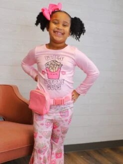 Fries Before Guys Pink Hearts Girls Bell Bottom Outfit -Sydney So Sweet BrooklynFries5