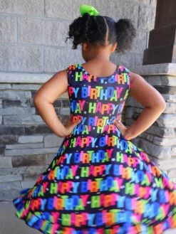 Happy Happy Birthday Rainbow Black Tank Girls Skater Dress -Sydney So Sweet BrooklynHappyBirthdayDress4