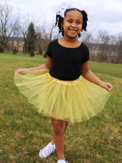 Solid Color Costume Tutu Skirt - Toddler, Little Girl, Kid Size For Dress Up -Sydney So Sweet BrooklynLightGoldTutu3