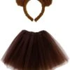 Brown Bear Costume Set For Adults & Plus Size – Bear Ears Headband & Brown Tutu Skirt – Fun Halloween & Cosplay Outfit -Sydney So Sweet BrownBearTutuCostumeAdult