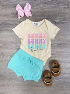 Bunny Babe Blue Two Piece Baby Easter Bloomer Outfit