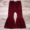 Burgundy Girls Velvet Bell Bottoms -Sydney So Sweet BurgundyVelvetBellBottomss