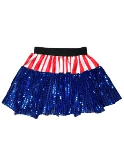 Captain America Sequined Costume Tutu Skirt In Kid, Adult, Or Plus Size