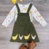 Chicken Chicken Olive Corduroy Girls Jumper Dress Set -Sydney So Sweet ChickenChickenOliveCorduroyGirlsJumperDressSet
