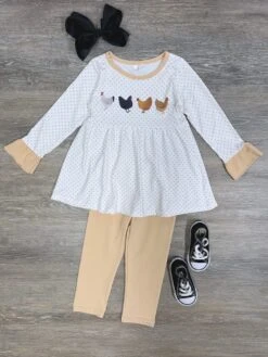 Chicken Dance Long Sleeve Top & Leggings Girls Outfit