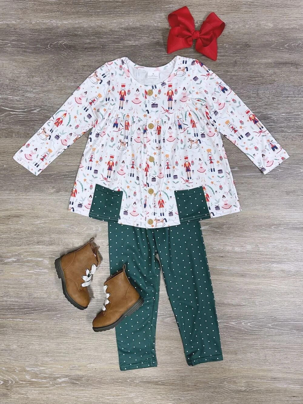 Classic Nutcracker Christmas Girls Polka Dot Leggings Outfit 3 Classic Nutcracker Christmas Girls Polka Dot Leggings Outfit