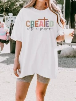 Created With A Purpose Christian Bible Verse Unisex Comfort Colors Graphic T-Shirt
