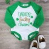 Daddy's Lucky Charm Raglan Sleeve St. Patrick's Day Baby Romper