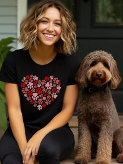 Dog Paw Heart Dog Mom Valentine's Day Short Sleeve Graphic T-Shirt 16 Dog Paw Heart Dog Mom Valentine's Day Short Sleeve Graphic T-Shirt -Sydney So Sweet DogPawHeartT ShirtBlack