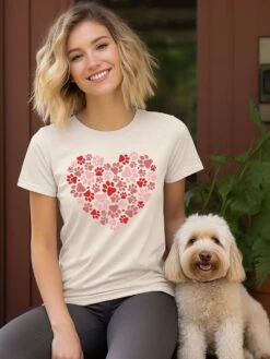 Dog Paw Heart Dog Mom Valentine's Day Short Sleeve Graphic T-Shirt 14 Dog Paw Heart Dog Mom Valentine's Day Short Sleeve Graphic T-Shirt -Sydney So Sweet DogPawHeartT ShirtNatural
