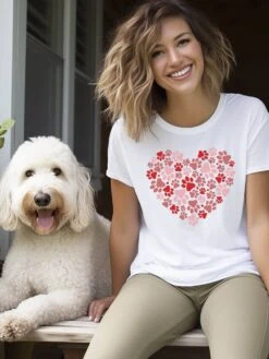 Dog Paw Heart Dog Mom Valentine's Day Short Sleeve Graphic T-Shirt 19 Dog Paw Heart Dog Mom Valentine's Day Short Sleeve Graphic T-Shirt -Sydney So Sweet DogPawHeartT ShirtWhite