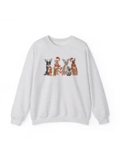 Dogs Of Christmas Heavy Blend Unisex Crewneck Graphic Sweatshirt -Sydney So Sweet DogsofChristmasGray