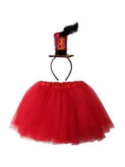 Girls Greatest Showman Inspired Circus Ringmaster Costume - Complete Kids Costume Set With Red Tutu & Headband Hat