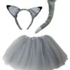 Gray Wolf Costume Set For Adults & Plus Size – Wolf Ear Headband, Gray Tutu Skirt & Tail – Halloween & Cosplay Outfit -Sydney So Sweet Ear Costume Wolf Fox fc80bed3 01b3 48cc b832 599bd9a99bec